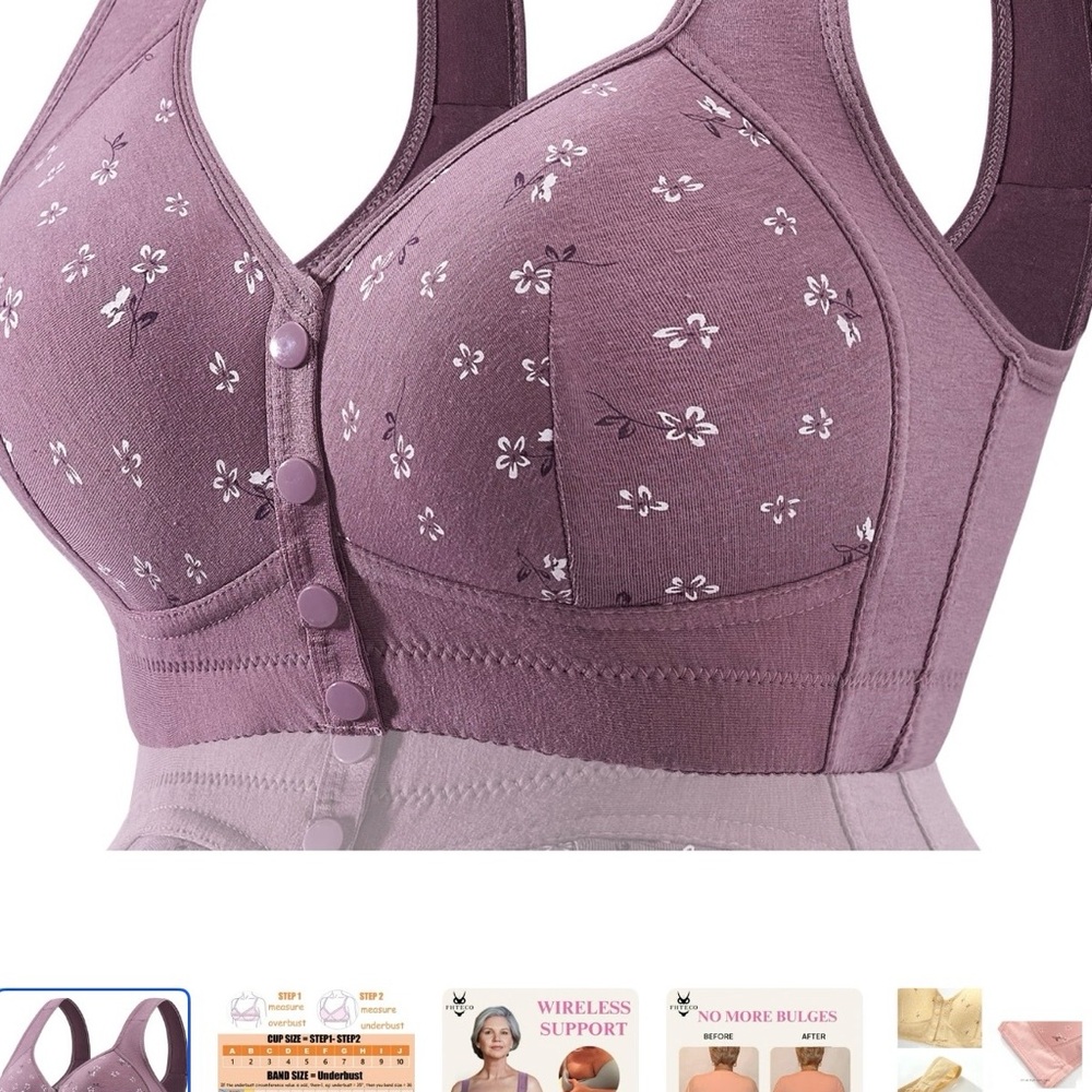 Floral Wireless Support Bra in Purple